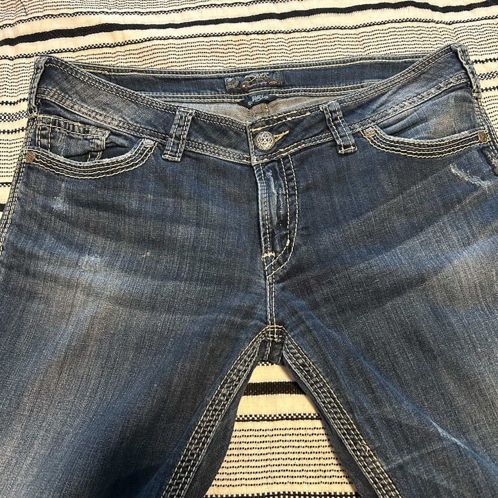 Silver Suki Plus Flap Low Rise Bootcut Size 36/30